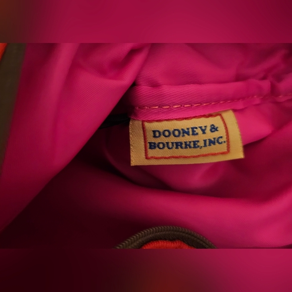 Dooney & Bourke Red Nylon Pouchette Small Handbag Shoulder Leather Trim EUC - Picture 6 of 7